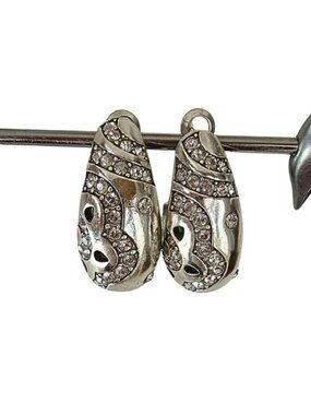 Brighton Flora Shine Hoop Earrings – Silver Plated, Crystal Detail,